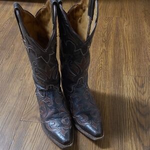 Women's J.B. Dillon Tan Leather Boots, Brown, Size 5.5